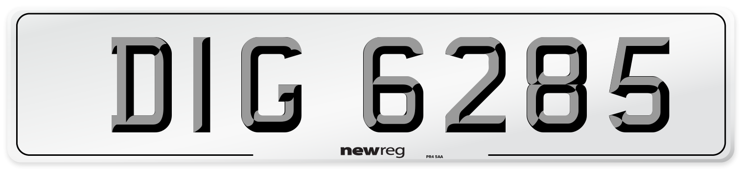 DIG 6285 Number Plate from New Reg